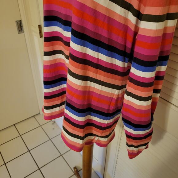 Striped Long Sleeve Cotton Modal Talbots XL Petite Pink Purple Brown Stretchy - Picture 6 of 7